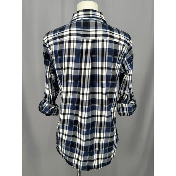 Lauren Ralph Lauren Shirt Womens Medium Petite Blue Plaid Flannel Button Camping - Picture 4 of 16